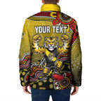 Personalized Richmond Tigers  Football Mascot Padded Jacket Aboriginal Dot Art Style Vibrant Indigenous Pattern Design