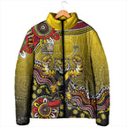 Personalized Richmond Tigers  Football Mascot Padded Jacket Aboriginal Dot Art Style Vibrant Indigenous Pattern Design