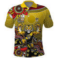 Personalized Richmond Tigers  Football Mascot Polo Shirt Aboriginal Dot Art Style Vibrant Indigenous Pattern Design