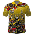 Personalized Richmond Tigers  Football Mascot Polo Shirt Aboriginal Dot Art Style Vibrant Indigenous Pattern Design