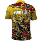 Personalized Richmond Tigers  Football Mascot Polo Shirt Aboriginal Dot Art Style Vibrant Indigenous Pattern Design
