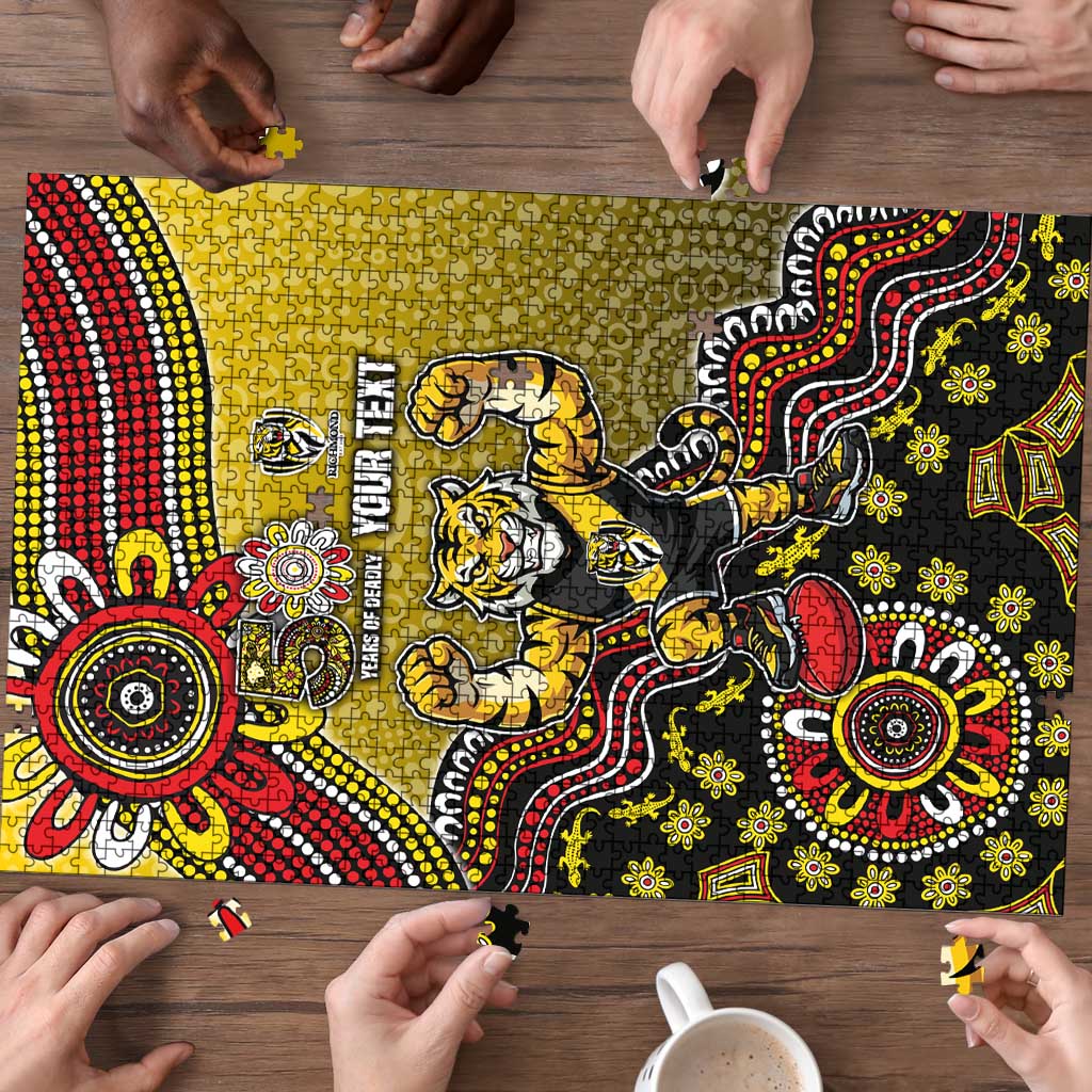 Personalized Richmond Tigers  Football Mascot Puzzle Aboriginal Dot Art Style Vibrant Indigenous Pattern Design
