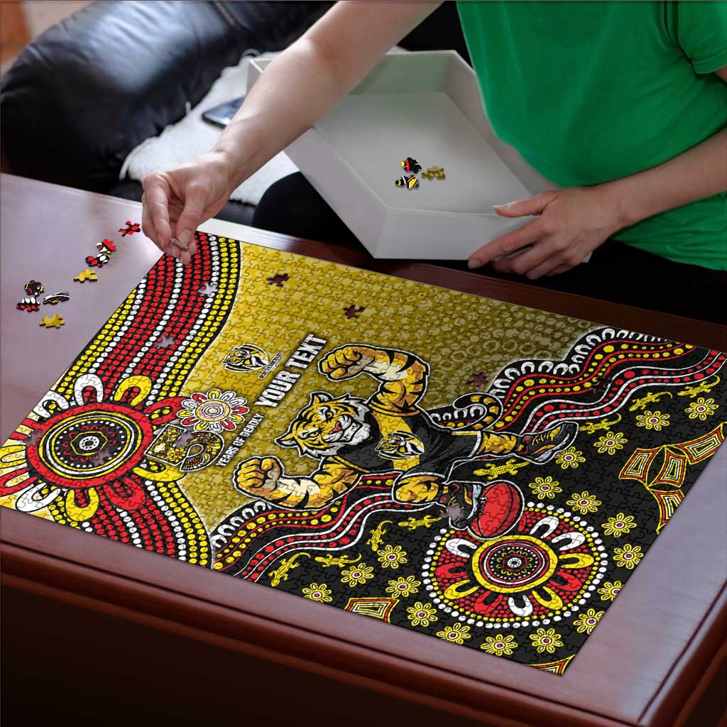 Personalized Richmond Tigers  Football Mascot Puzzle Aboriginal Dot Art Style Vibrant Indigenous Pattern Design