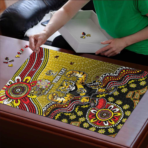 Personalized Richmond Tigers  Football Mascot Puzzle Aboriginal Dot Art Style Vibrant Indigenous Pattern Design