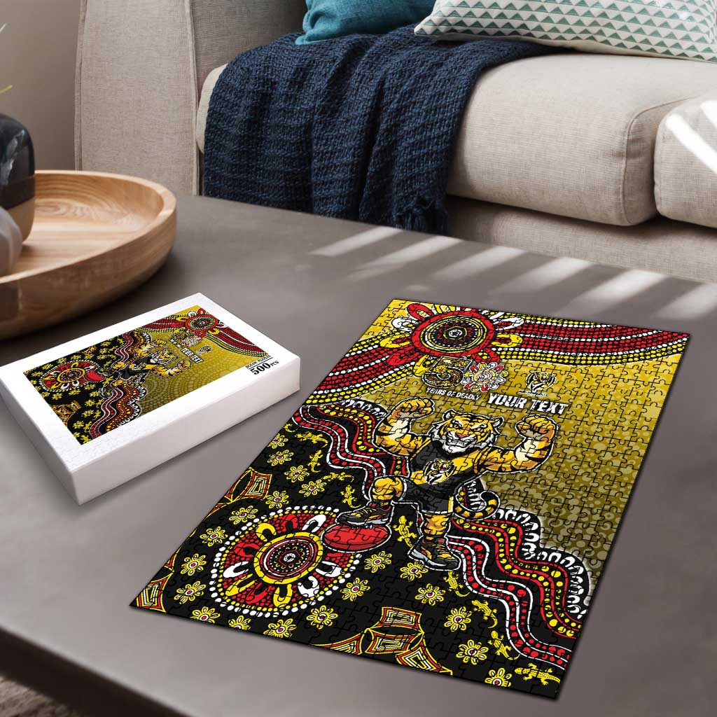 Personalized Richmond Tigers  Football Mascot Puzzle Aboriginal Dot Art Style Vibrant Indigenous Pattern Design