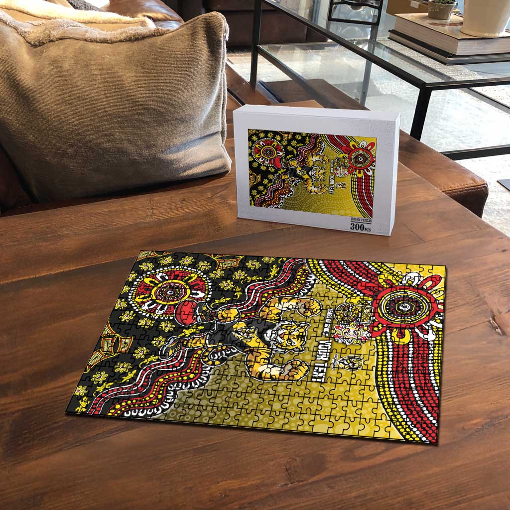 Personalized Richmond Tigers  Football Mascot Puzzle Aboriginal Dot Art Style Vibrant Indigenous Pattern Design
