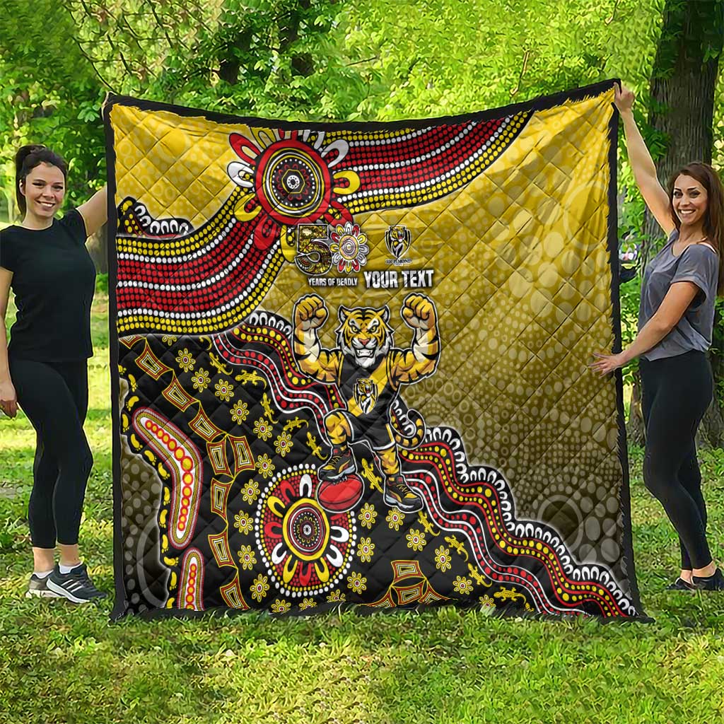 Personalized Richmond Tigers  Football Mascot Quilt Aboriginal Dot Art Style Vibrant Indigenous Pattern Design