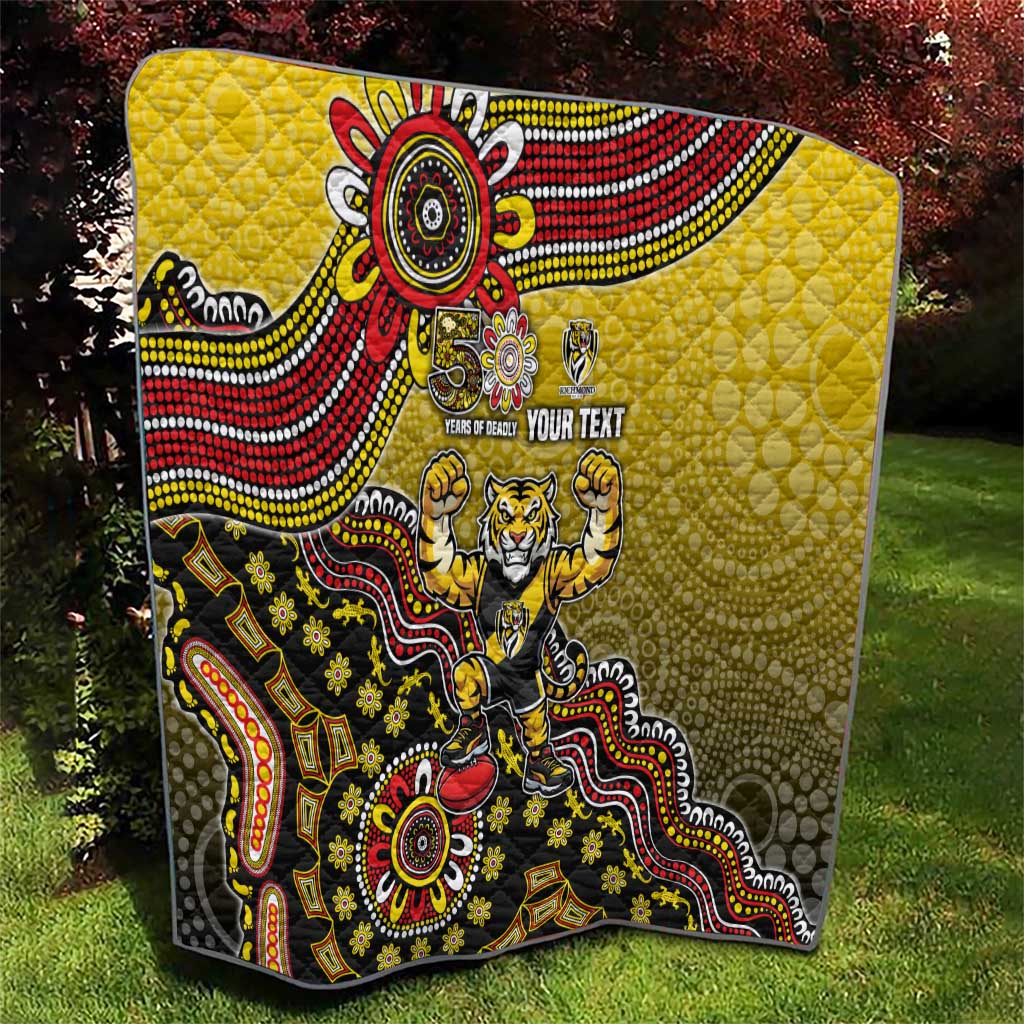 Personalized Richmond Tigers  Football Mascot Quilt Aboriginal Dot Art Style Vibrant Indigenous Pattern Design