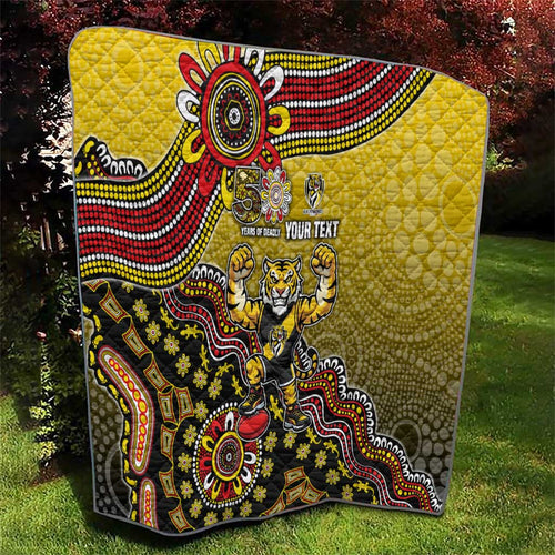 Personalized Richmond Tigers  Football Mascot Quilt Aboriginal Dot Art Style Vibrant Indigenous Pattern Design