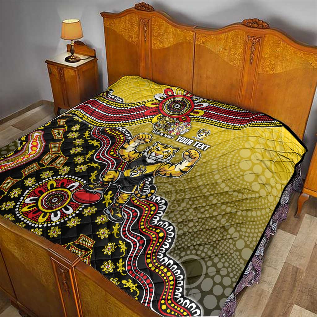 Personalized Richmond Tigers  Football Mascot Quilt Aboriginal Dot Art Style Vibrant Indigenous Pattern Design