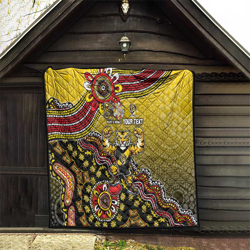 Personalized Richmond Tigers  Football Mascot Quilt Aboriginal Dot Art Style Vibrant Indigenous Pattern Design