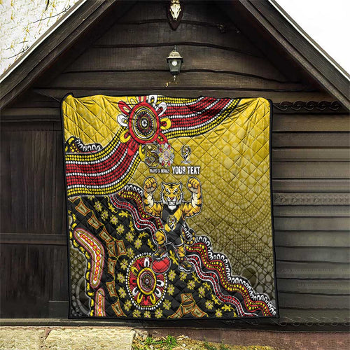Personalized Richmond Tigers  Football Mascot Quilt Aboriginal Dot Art Style Vibrant Indigenous Pattern Design
