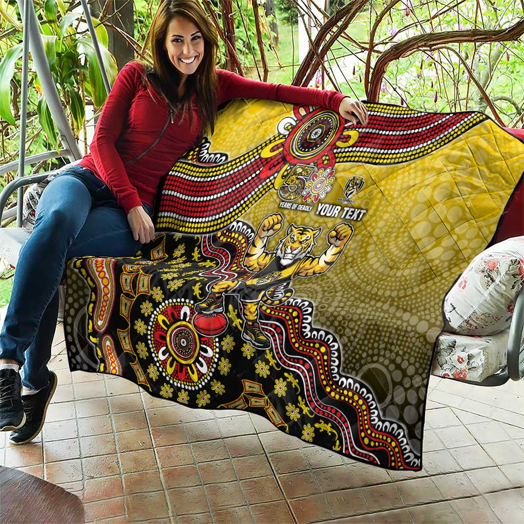 Personalized Richmond Tigers  Football Mascot Quilt Aboriginal Dot Art Style Vibrant Indigenous Pattern Design