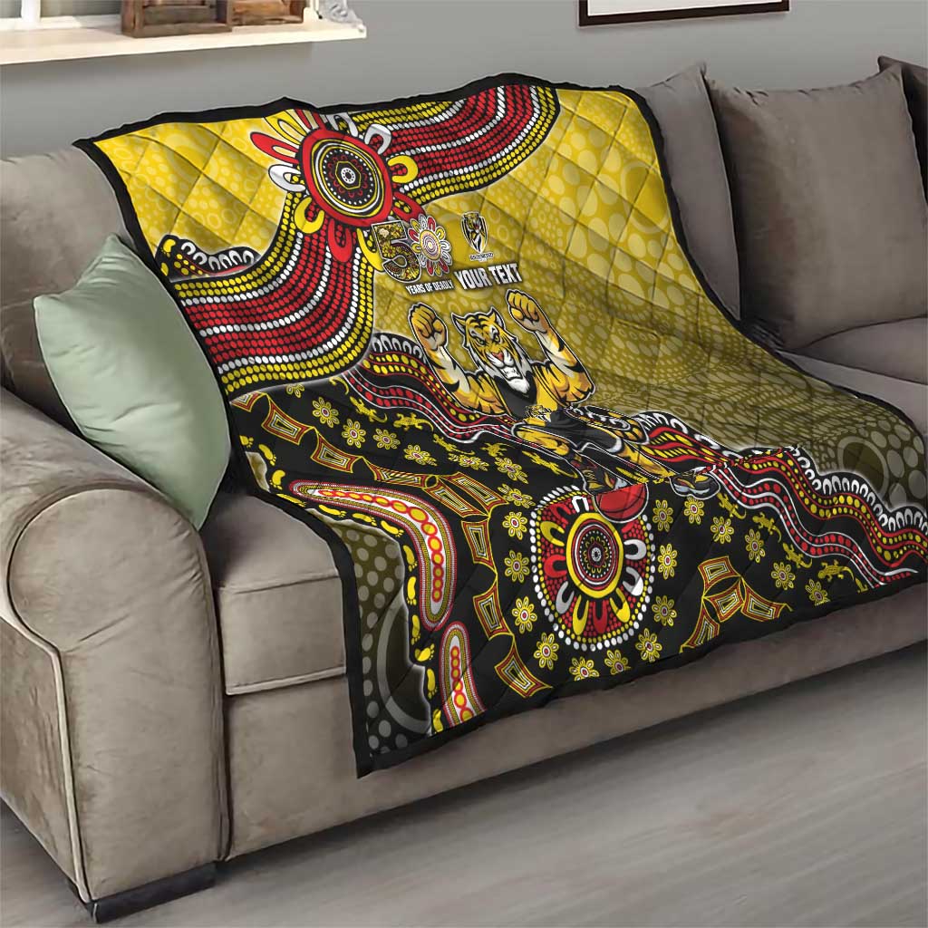 Personalized Richmond Tigers  Football Mascot Quilt Aboriginal Dot Art Style Vibrant Indigenous Pattern Design