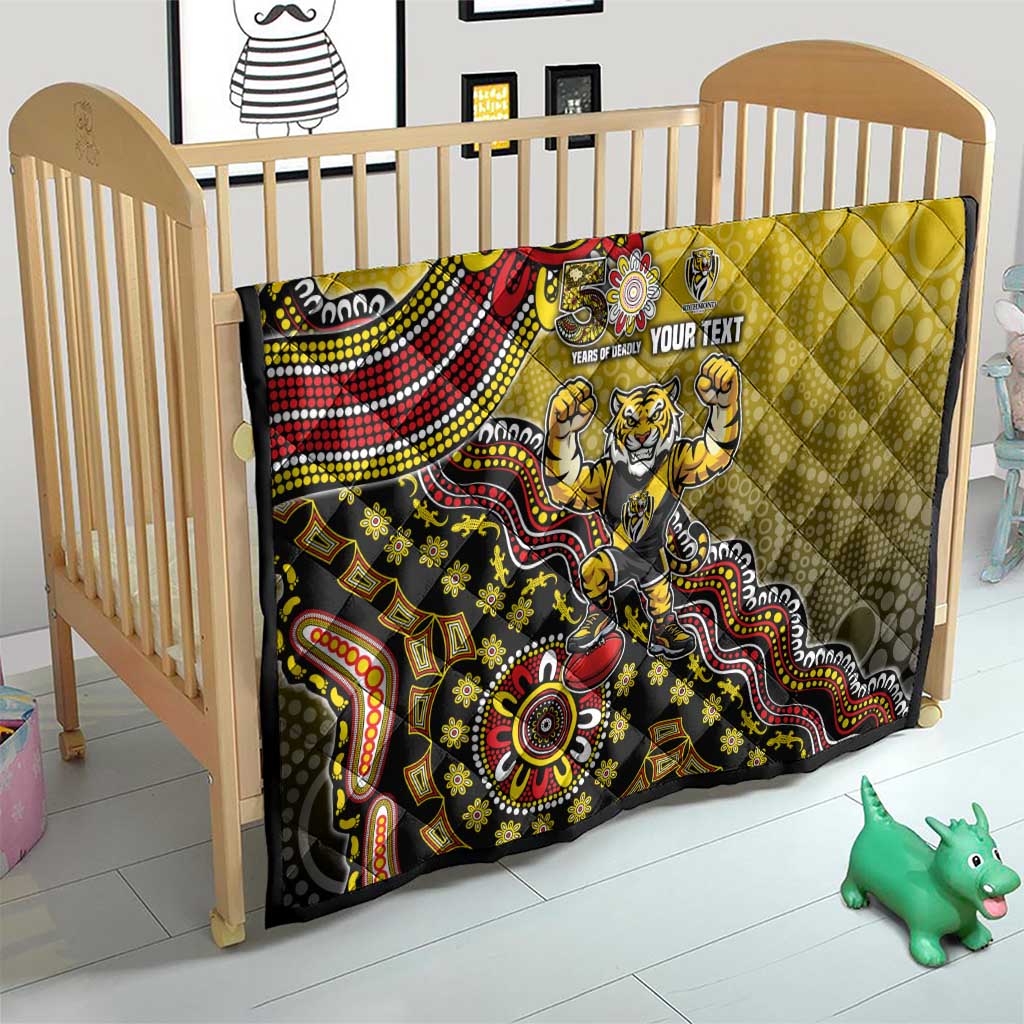 Personalized Richmond Tigers  Football Mascot Quilt Aboriginal Dot Art Style Vibrant Indigenous Pattern Design