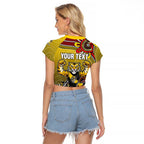 Personalized Richmond Tigers  Football Mascot Raglan Cropped T Shirt Aboriginal Dot Art Style Vibrant Indigenous Pattern Design