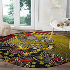 Personalized Richmond Tigers  Football Mascot Round Carpet Aboriginal Dot Art Style Vibrant Indigenous Pattern Design