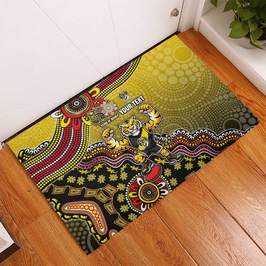 Personalized Richmond Tigers  Football Mascot Rubber Doormat Aboriginal Dot Art Style Vibrant Indigenous Pattern Design