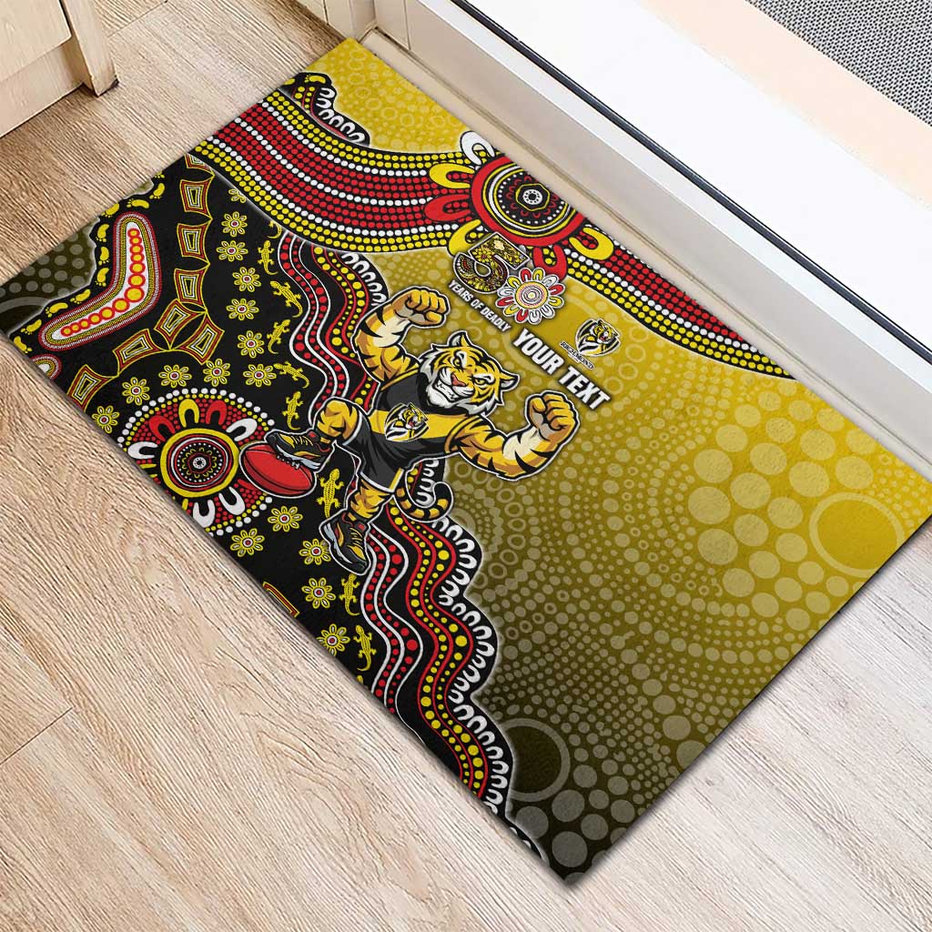 Personalized Richmond Tigers  Football Mascot Rubber Doormat Aboriginal Dot Art Style Vibrant Indigenous Pattern Design