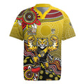 Personalized Richmond Tigers  Football Mascot Rugby Jersey Aboriginal Dot Art Style Vibrant Indigenous Pattern Design