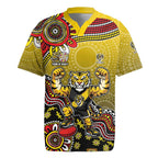 Personalized Richmond Tigers  Football Mascot Rugby Jersey Aboriginal Dot Art Style Vibrant Indigenous Pattern Design