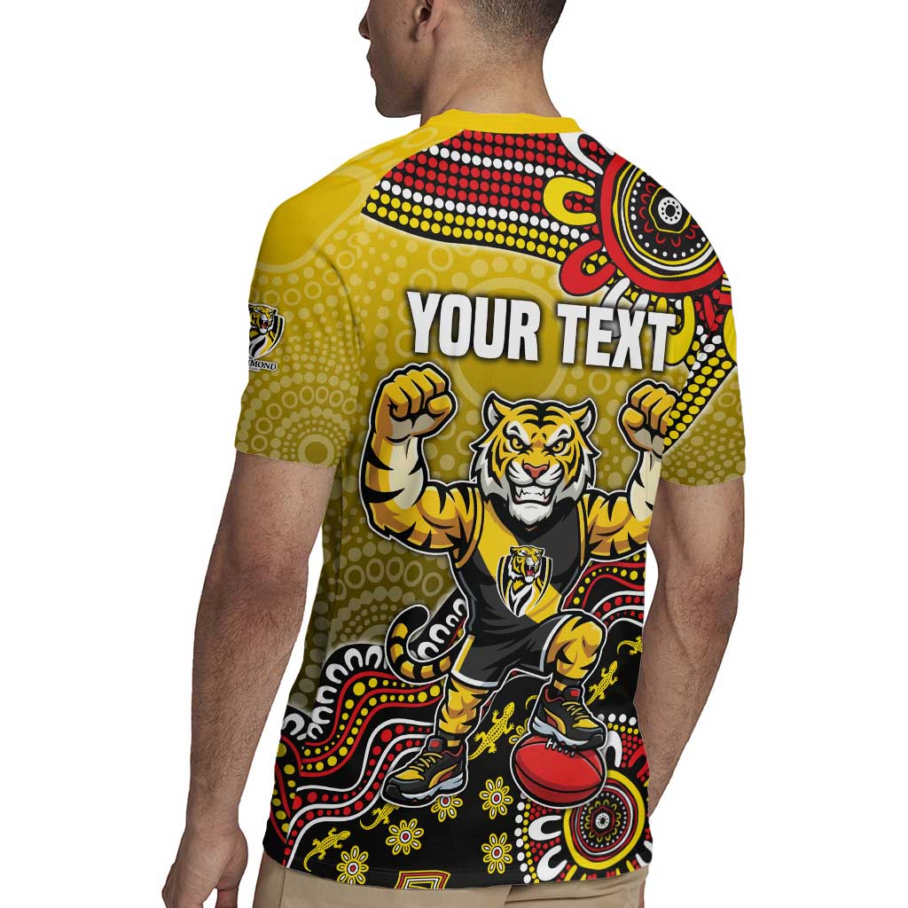 Personalized Richmond Tigers  Football Mascot Rugby Jersey Aboriginal Dot Art Style Vibrant Indigenous Pattern Design