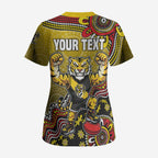 Personalized Richmond Tigers  Football Mascot Scrub Top Aboriginal Dot Art Style Vibrant Indigenous Pattern Design