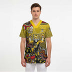 Personalized Richmond Tigers  Football Mascot Scrub Top Aboriginal Dot Art Style Vibrant Indigenous Pattern Design