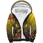 Personalized Richmond Tigers  Football Mascot Sherpa Hoodie Aboriginal Dot Art Style Vibrant Indigenous Pattern Design