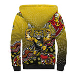 Personalized Richmond Tigers  Football Mascot Sherpa Hoodie Aboriginal Dot Art Style Vibrant Indigenous Pattern Design