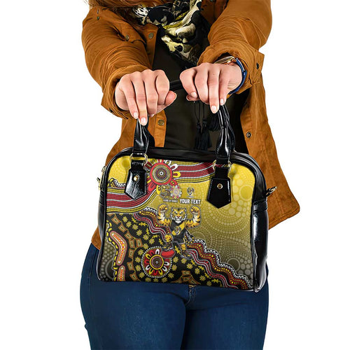 Personalized Richmond Tigers  Football Mascot Shoulder Handbag Aboriginal Dot Art Style Vibrant Indigenous Pattern Design