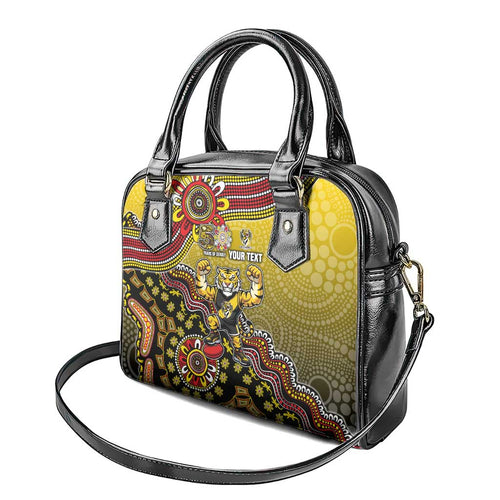 Personalized Richmond Tigers  Football Mascot Shoulder Handbag Aboriginal Dot Art Style Vibrant Indigenous Pattern Design