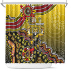 Personalized Richmond Tigers  Football Mascot Shower Curtain Aboriginal Dot Art Style Vibrant Indigenous Pattern Design