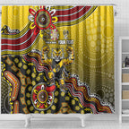 Personalized Richmond Tigers  Football Mascot Shower Curtain Aboriginal Dot Art Style Vibrant Indigenous Pattern Design