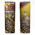 Personalized Richmond Tigers  Football Mascot Skinny Tumbler Aboriginal Dot Art Style Vibrant Indigenous Pattern Design