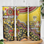 Personalized Richmond Tigers  Football Mascot Skinny Tumbler Aboriginal Dot Art Style Vibrant Indigenous Pattern Design