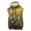 Personalized Richmond Tigers  Football Mascot Sleeveless Hoodie Aboriginal Dot Art Style Vibrant Indigenous Pattern Design