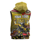 Personalized Richmond Tigers  Football Mascot Sleeveless Hoodie Aboriginal Dot Art Style Vibrant Indigenous Pattern Design