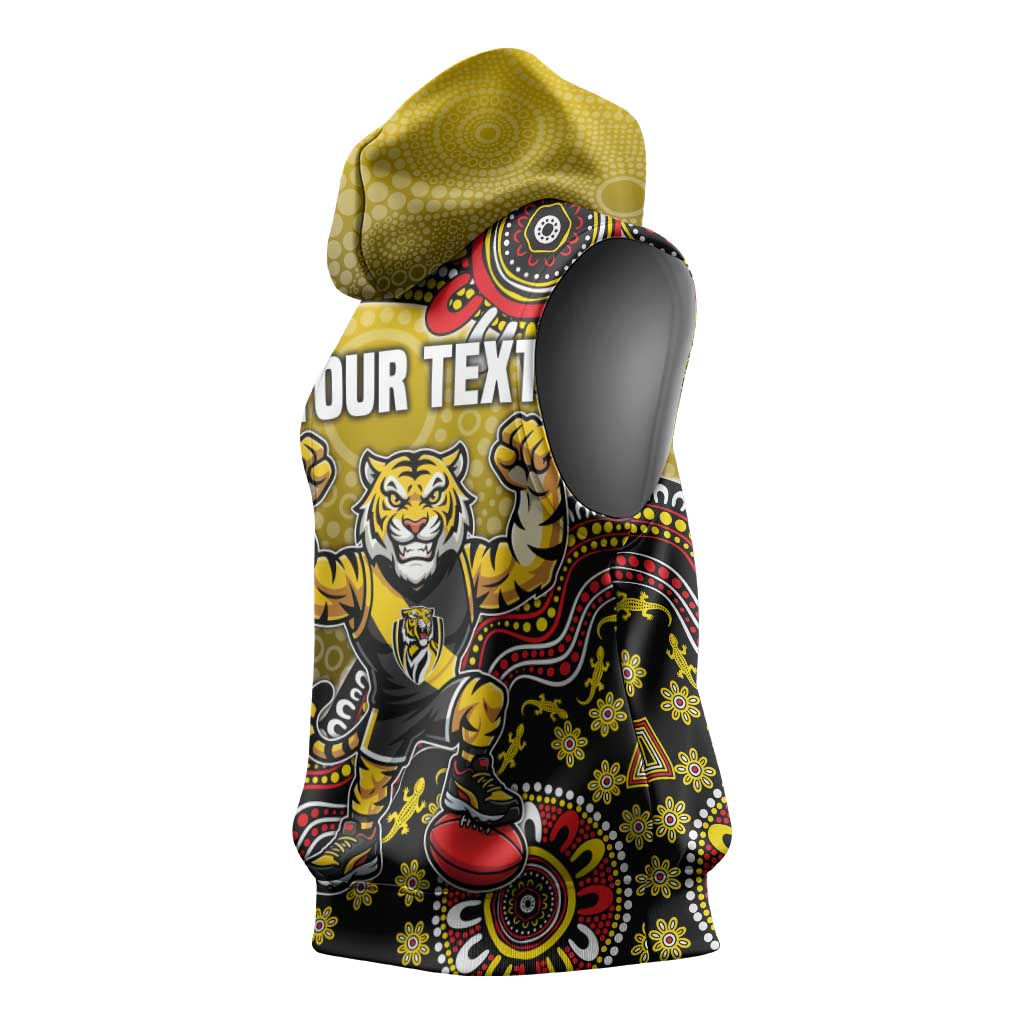 Personalized Richmond Tigers  Football Mascot Sleeveless Hoodie Aboriginal Dot Art Style Vibrant Indigenous Pattern Design
