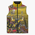 Personalized Richmond Tigers  Football Mascot Sleeveless Puffer Jacket Aboriginal Dot Art Style Vibrant Indigenous Pattern Design