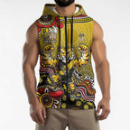 Personalized Richmond Tigers  Football Mascot Sleeveless Zip Hoodie Aboriginal Dot Art Style Vibrant Indigenous Pattern Design