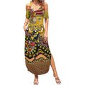 Personalized Richmond Tigers  Football Mascot Summer Maxi Dress Aboriginal Dot Art Style Vibrant Indigenous Pattern Design