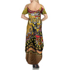 Personalized Richmond Tigers  Football Mascot Summer Maxi Dress Aboriginal Dot Art Style Vibrant Indigenous Pattern Design