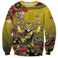 Personalized Richmond Tigers  Football Mascot Sweatshirt Aboriginal Dot Art Style Vibrant Indigenous Pattern Design