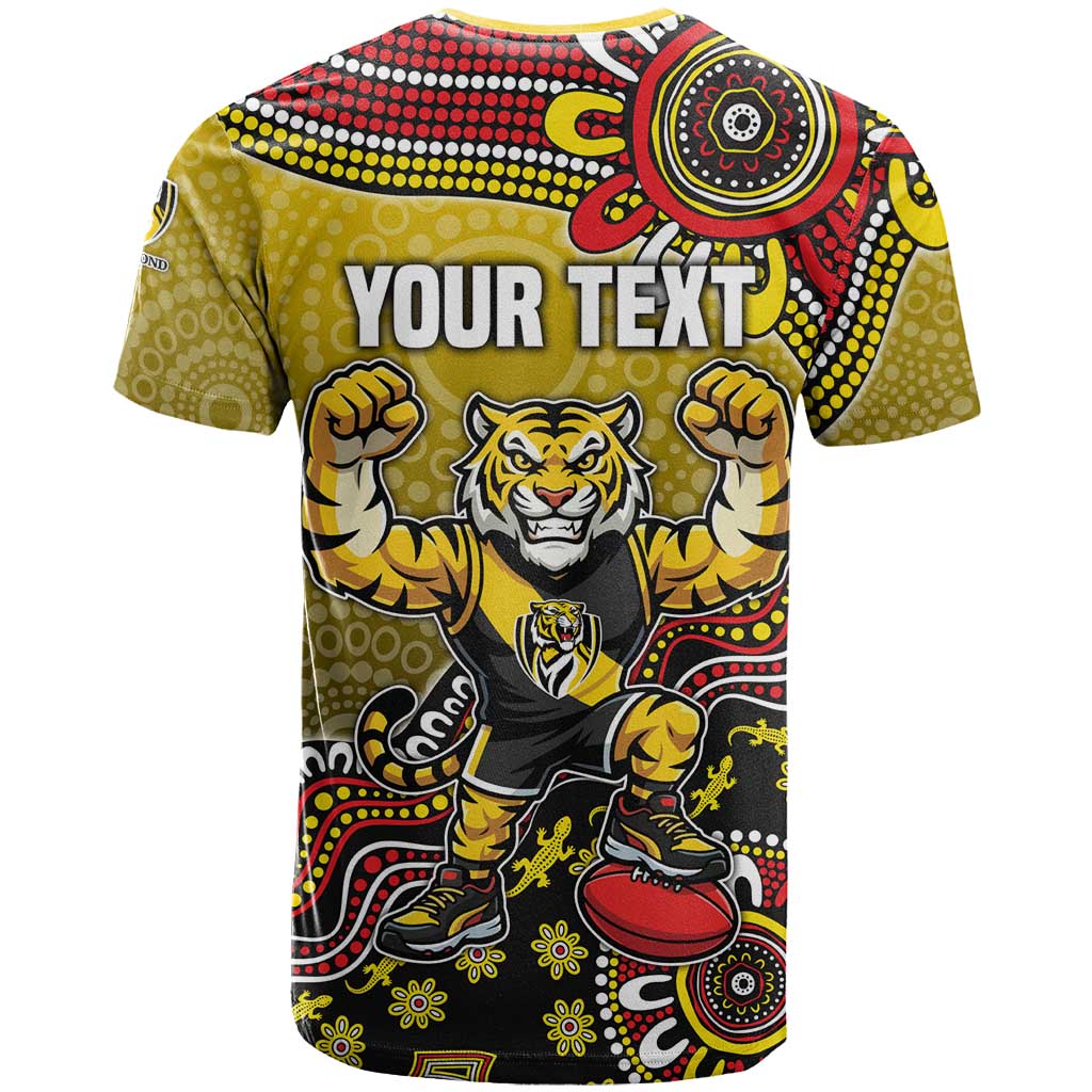 Personalized Richmond Tigers  Football Mascot T Shirt Aboriginal Dot Art Style Vibrant Indigenous Pattern Design