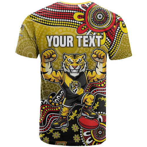 Personalized Richmond Tigers  Football Mascot T Shirt Aboriginal Dot Art Style Vibrant Indigenous Pattern Design