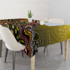 Personalized Richmond Tigers  Football Mascot Tablecloth Aboriginal Dot Art Style Vibrant Indigenous Pattern Design