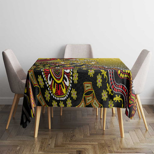 Personalized Richmond Tigers  Football Mascot Tablecloth Aboriginal Dot Art Style Vibrant Indigenous Pattern Design