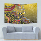 Personalized Richmond Tigers  Football Mascot Tapestry Aboriginal Dot Art Style Vibrant Indigenous Pattern Design