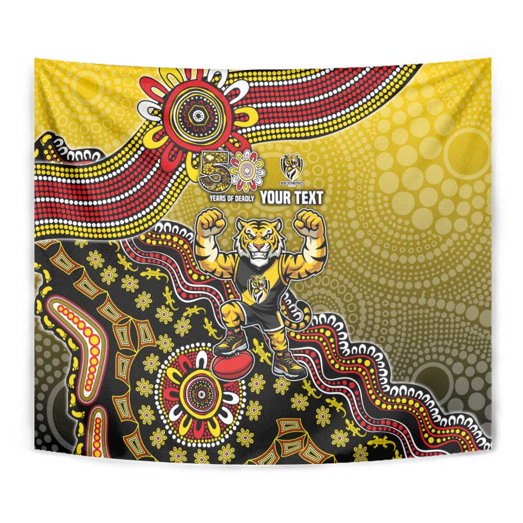 Personalized Richmond Tigers  Football Mascot Tapestry Aboriginal Dot Art Style Vibrant Indigenous Pattern Design